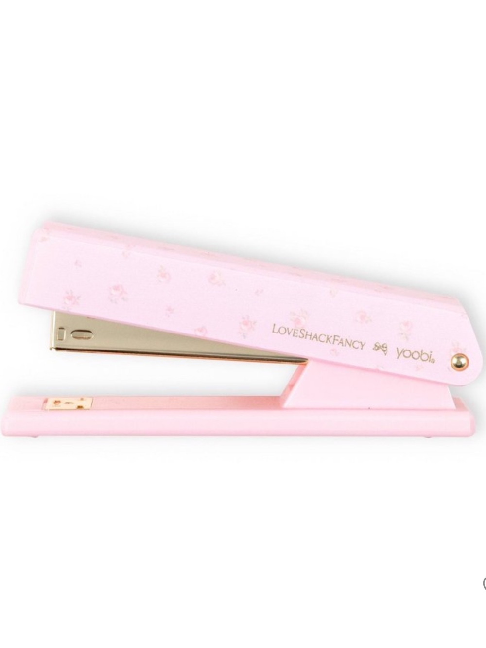 LoveShackFancy x Target Pink Stapler with Floral and Gold Accents